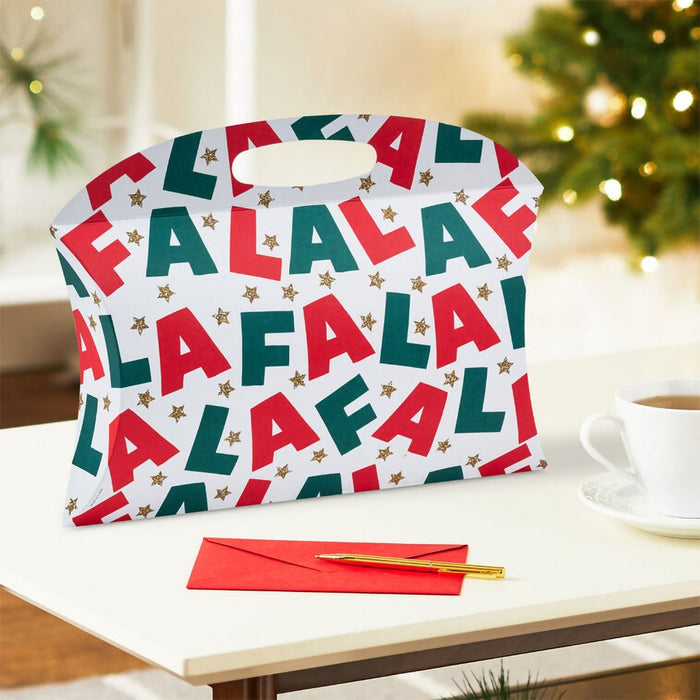 Hallmark : Fa La La Lettering Large Christmas Pillow Box With Handle - Hallmark : Fa La La Lettering Large Christmas Pillow Box With Handle