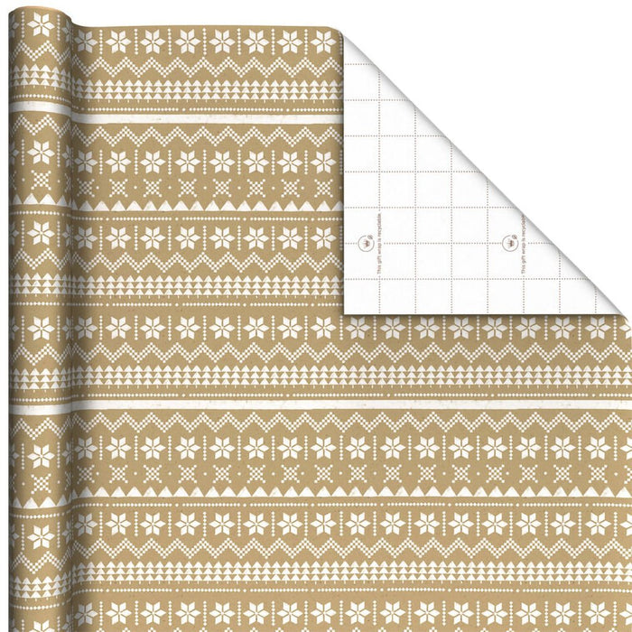 Hallmark : Fair Isle Pattern on Kraft Holiday Wrapping Paper Roll, 22.5 sq. ft. - Hallmark : Fair Isle Pattern on Kraft Holiday Wrapping Paper Roll, 22.5 sq. ft.