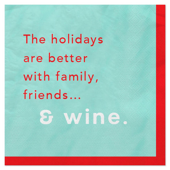 Hallmark : Family, Friends & Wine Holiday Cocktail Napkins, Pack of 20 - Hallmark : Family, Friends & Wine Holiday Cocktail Napkins, Pack of 20