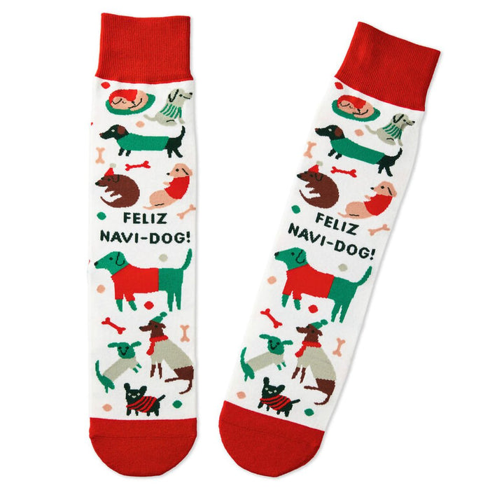 Hallmark : Feliz Navi - dog Funny Novelty Socks - Hallmark : Feliz Navi - dog Funny Novelty Socks