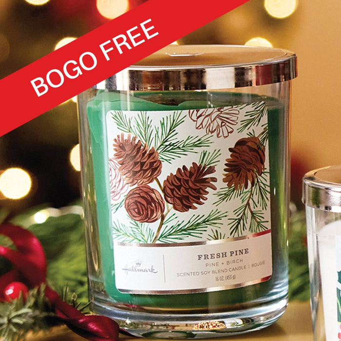 Hallmark : Fresh Pine 3 - Wick Jar Candle, 16 oz - Buy one get one FREE - Hallmark : Fresh Pine 3 - Wick Jar Candle, 16 oz - Buy one get one FREE