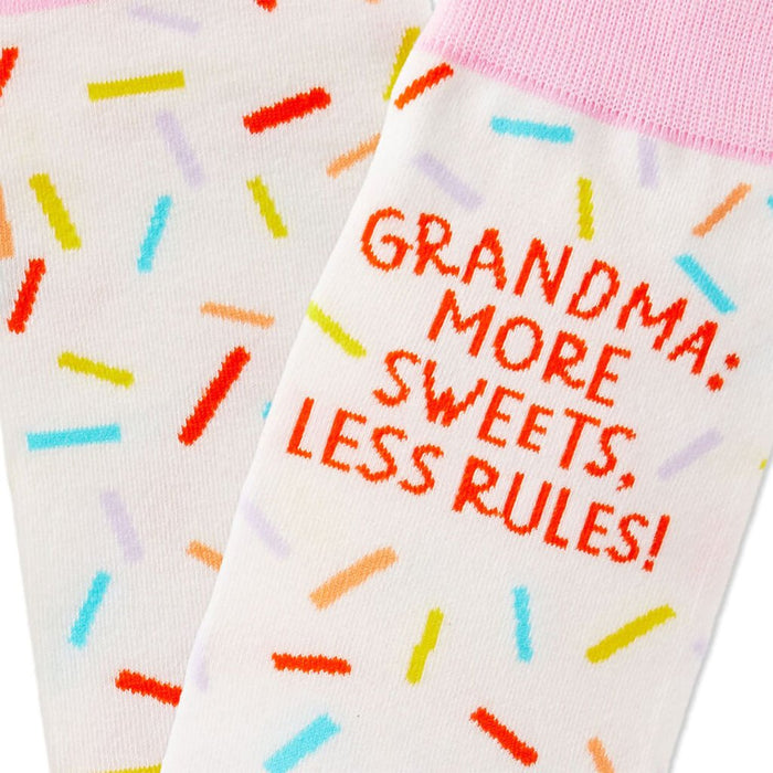 Hallmark : Grandma More Sweets Less Rules Novelty Crew Socks - Hallmark : Grandma More Sweets Less Rules Novelty Crew Socks