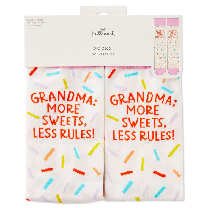 Hallmark : Grandma More Sweets Less Rules Novelty Crew Socks - Hallmark : Grandma More Sweets Less Rules Novelty Crew Socks