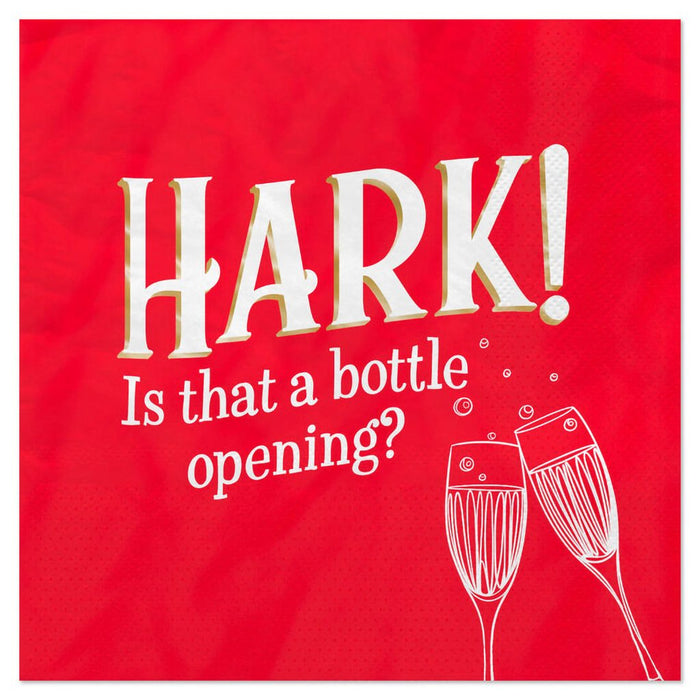 Hallmark : "Hark!" on Red Holiday Cocktail Napkins, Pack of 20 - Hallmark : "Hark!" on Red Holiday Cocktail Napkins, Pack of 20