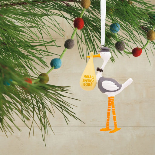 Hallmark : Hello Sweet Babe Stork Pregnancy Hallmark Ornament - Hallmark : Hello Sweet Babe Stork Pregnancy Hallmark Ornament