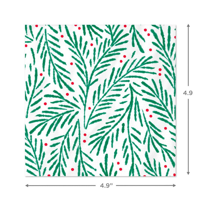 Hallmark : Holly and Berries Holiday Cocktail Napkins, Pack of 20 - Hallmark : Holly and Berries Holiday Cocktail Napkins, Pack of 20