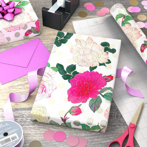 Hallmark : Illustrated Roses Wrapping Paper, 20 sq. ft. - Hallmark : Illustrated Roses Wrapping Paper, 20 sq. ft.