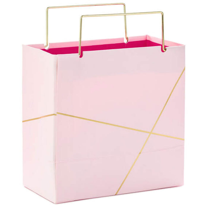 Hallmark : Light Pink With Gold Small Square Gift Bag, 5.5" - Hallmark : Light Pink With Gold Small Square Gift Bag, 5.5"