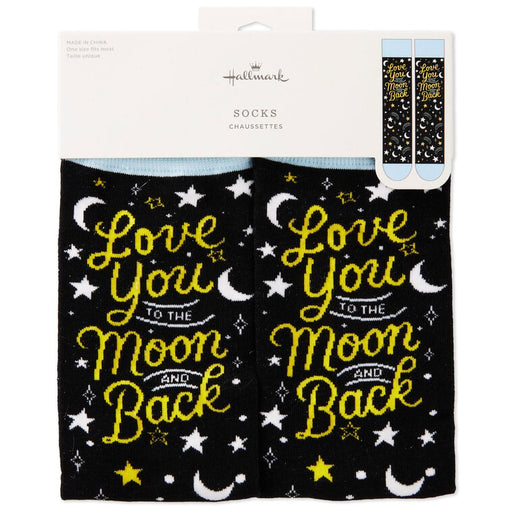 Hallmark : Love You To the Moon and Back Novelty Crew Socks - Hallmark : Love You To the Moon and Back Novelty Crew Socks