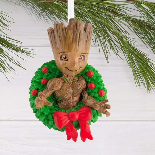 Hallmark : Marvel Guardians of the Galaxy Groot in Holiday Wreath Hallmark Ornament - Hallmark : Marvel Guardians of the Galaxy Groot in Holiday Wreath Hallmark Ornament