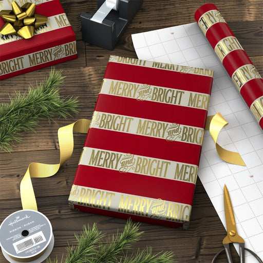 Hallmark : Merry and Bright Stripes Christmas Wrapping Paper Roll, 35 sq. ft. - Hallmark : Merry and Bright Stripes Christmas Wrapping Paper Roll, 35 sq. ft.