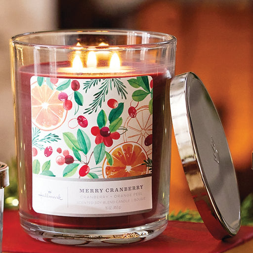 Hallmark : Merry Cranberry 3 - Wick Jar Candle, 16 oz. - Hallmark : Merry Cranberry 3 - Wick Jar Candle, 16 oz.