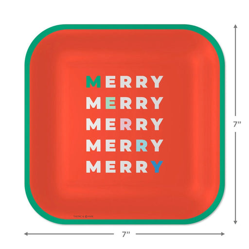 Hallmark : "Merry Merry" Holiday Dessert Plates, Pack of 8 - Hallmark : "Merry Merry" Holiday Dessert Plates, Pack of 8