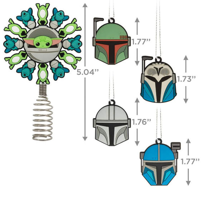 Hallmark : Mini Star Wars: The Mandalorian™ Hallmark Tree Topper and Ornaments, Set of 5 - Hallmark : Mini Star Wars: The Mandalorian™ Hallmark Tree Topper and Ornaments, Set of 5