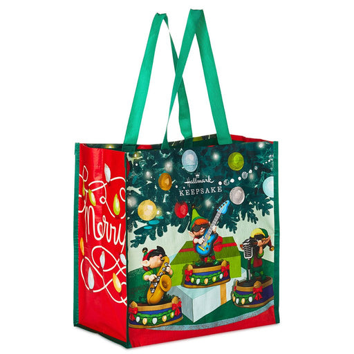 Hallmark : North Pole Tree Trimmers Band Reusable Tote Bag, 13.75" - Hallmark : North Pole Tree Trimmers Band Reusable Tote Bag, 13.75"