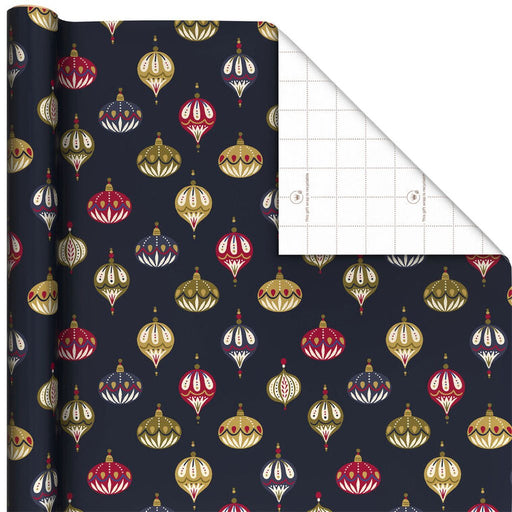 Hallmark : Painted Ornaments on Navy Christmas Wrapping Paper Roll, 35 sq. ft. - Hallmark : Painted Ornaments on Navy Christmas Wrapping Paper Roll, 35 sq. ft.