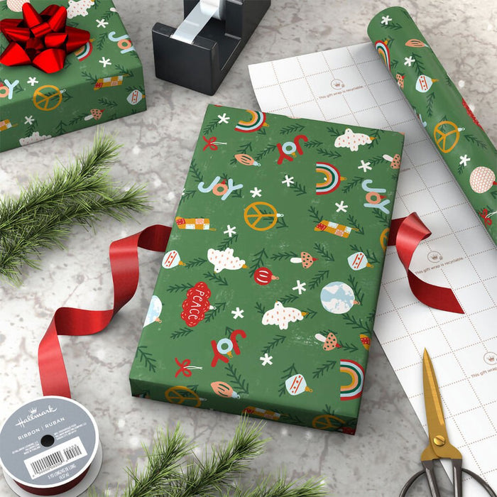 Hallmark : Peace on Earth Ornaments Christmas Wrapping Paper Roll, 22.5 sq. ft. - Hallmark : Peace on Earth Ornaments Christmas Wrapping Paper Roll, 22.5 sq. ft.