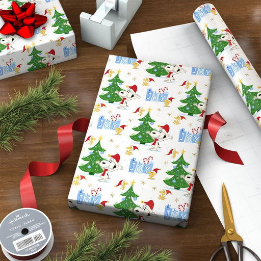 Hallmark : Peanuts® Santa Snoopy and Woodstock on White Christmas Wrapping Paper Roll, 25 sq. ft. - Hallmark : Peanuts® Santa Snoopy and Woodstock on White Christmas Wrapping Paper Roll, 25 sq. ft.