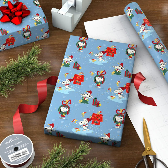 Hallmark : Peanuts® Snoopy and Woodstock on Blue Jumbo Christmas Wrapping Paper Roll, 70 sq. ft. - Hallmark : Peanuts® Snoopy and Woodstock on Blue Jumbo Christmas Wrapping Paper Roll, 70 sq. ft.