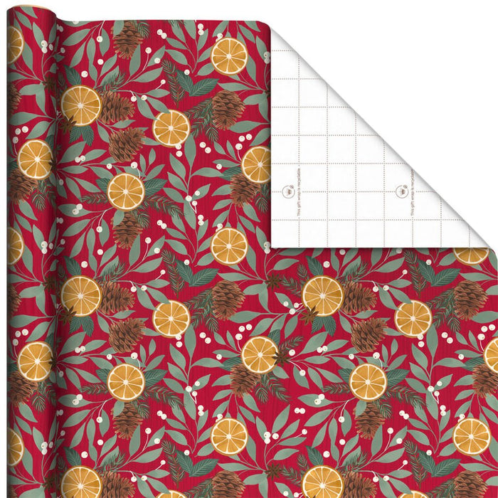 Hallmark : Pinecones and Mistletoe on Red Holiday Wrapping Paper Roll, 22.5 sq. ft. - Hallmark : Pinecones and Mistletoe on Red Holiday Wrapping Paper Roll, 22.5 sq. ft.