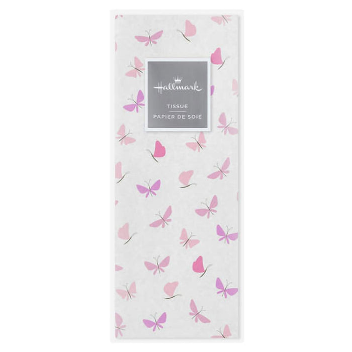 Hallmark : Pink Butterflies on White Tissue Paper, 6 sheets - Hallmark : Pink Butterflies on White Tissue Paper, 6 sheets