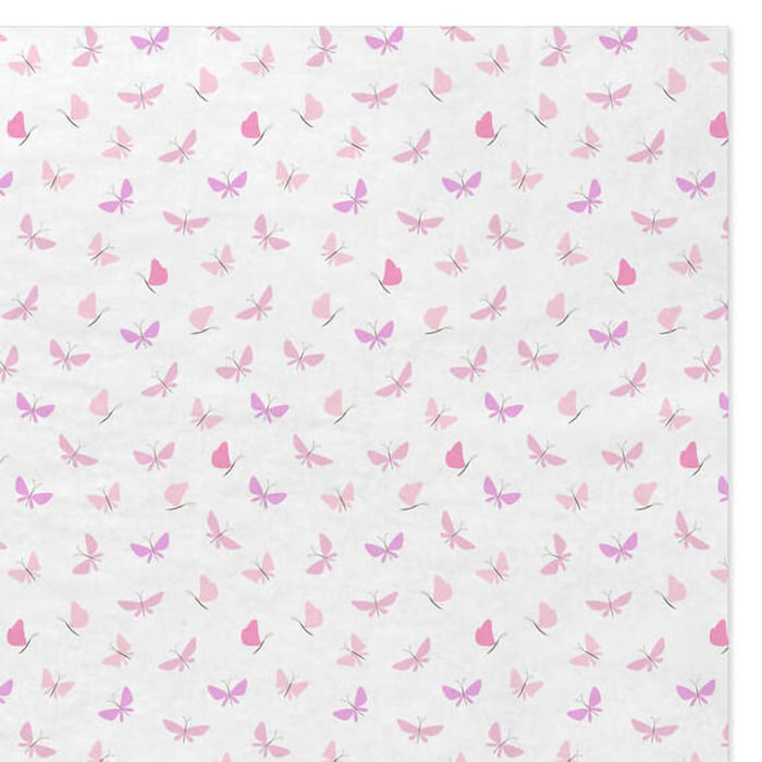Hallmark : Pink Butterflies on White Tissue Paper, 6 sheets - Hallmark : Pink Butterflies on White Tissue Paper, 6 sheets