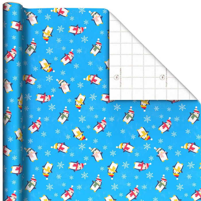 Hallmark : Playful Penguins on Blue Jumbo Holiday Wrapping Paper Roll, 90 sq. ft. - Hallmark : Playful Penguins on Blue Jumbo Holiday Wrapping Paper Roll, 90 sq. ft.