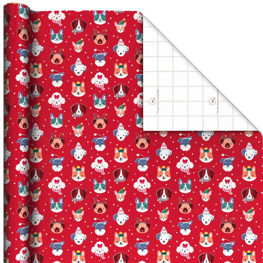 Hallmark : Playful Pups on Red Wrapping Paper Roll, 35 sq. ft. - Hallmark : Playful Pups on Red Wrapping Paper Roll, 35 sq. ft.