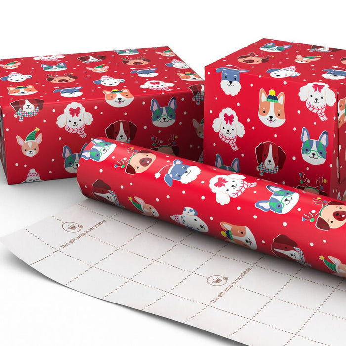 Hallmark : Playful Pups on Red Wrapping Paper Roll, 35 sq. ft. - Hallmark : Playful Pups on Red Wrapping Paper Roll, 35 sq. ft.