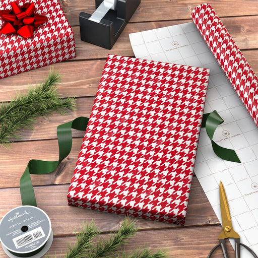 Hallmark : Red and White Houndstooth Holiday Wrapping Paper Roll, 35 sq. ft. - Hallmark : Red and White Houndstooth Holiday Wrapping Paper Roll, 35 sq. ft.