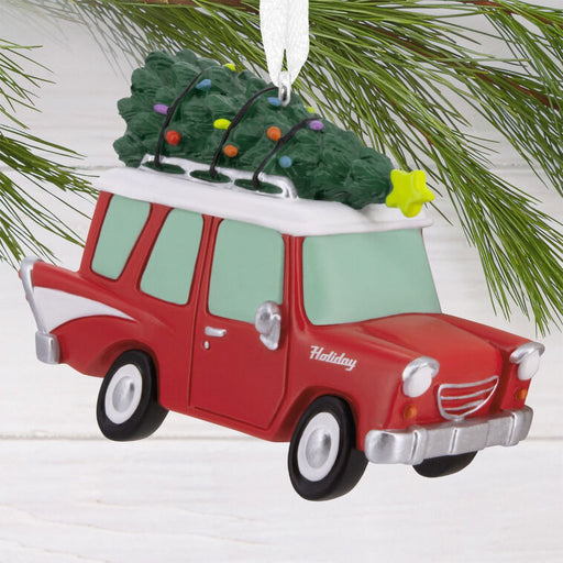 Hallmark : Red Car With Tree Hallmark Ornament - Hallmark : Red Car With Tree Hallmark Ornament