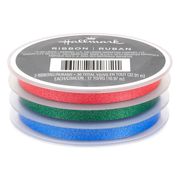 Hallmark : Red/Green/Blue 3 - Pack Metallic Curling Ribbon, 108' - Hallmark : Red/Green/Blue 3 - Pack Metallic Curling Ribbon, 108'