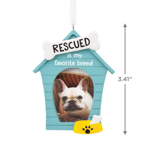 Hallmark : Rescued Is My Favorite Breed Blue Doghouse Photo Frame Hallmark Ornament - Hallmark : Rescued Is My Favorite Breed Blue Doghouse Photo Frame Hallmark Ornament