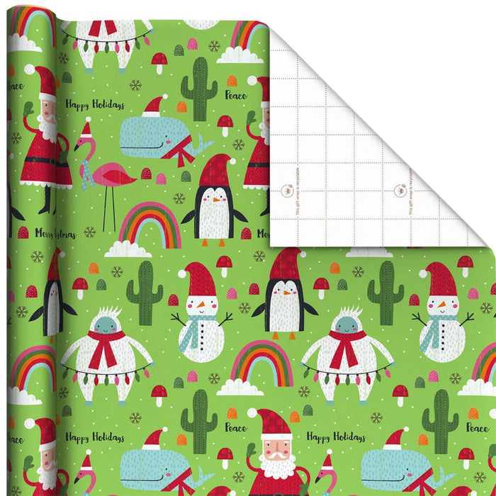 Hallmark : Santa and Friends on Bright Green Jumbo Christmas Wrapping Paper Roll, 90 sq. ft. - Hallmark : Santa and Friends on Bright Green Jumbo Christmas Wrapping Paper Roll, 90 sq. ft.