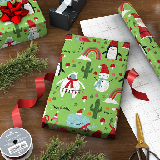 Hallmark : Santa and Friends on Bright Green Jumbo Christmas Wrapping Paper Roll, 90 sq. ft. - Hallmark : Santa and Friends on Bright Green Jumbo Christmas Wrapping Paper Roll, 90 sq. ft.