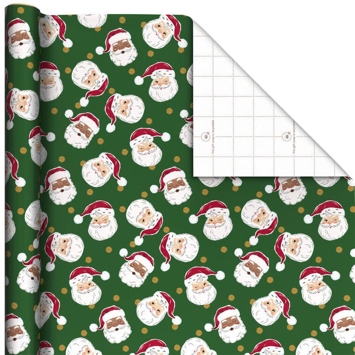 Hallmark : Santa Faces on Green Jumbo Christmas Wrapping Paper Roll, 90 sq. ft. - Hallmark : Santa Faces on Green Jumbo Christmas Wrapping Paper Roll, 90 sq. ft.