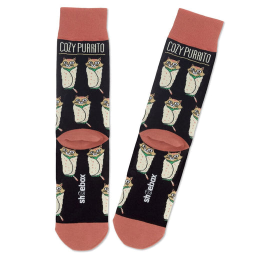 Hallmark : Shoebox Cat Purrito Funny Crew Socks - Hallmark : Shoebox Cat Purrito Funny Crew Socks