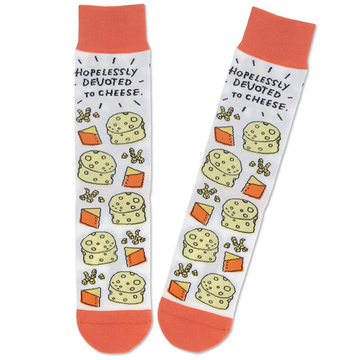 Hallmark : Shoebox Devoted to Cheese Funny Crew Socks - Hallmark : Shoebox Devoted to Cheese Funny Crew Socks