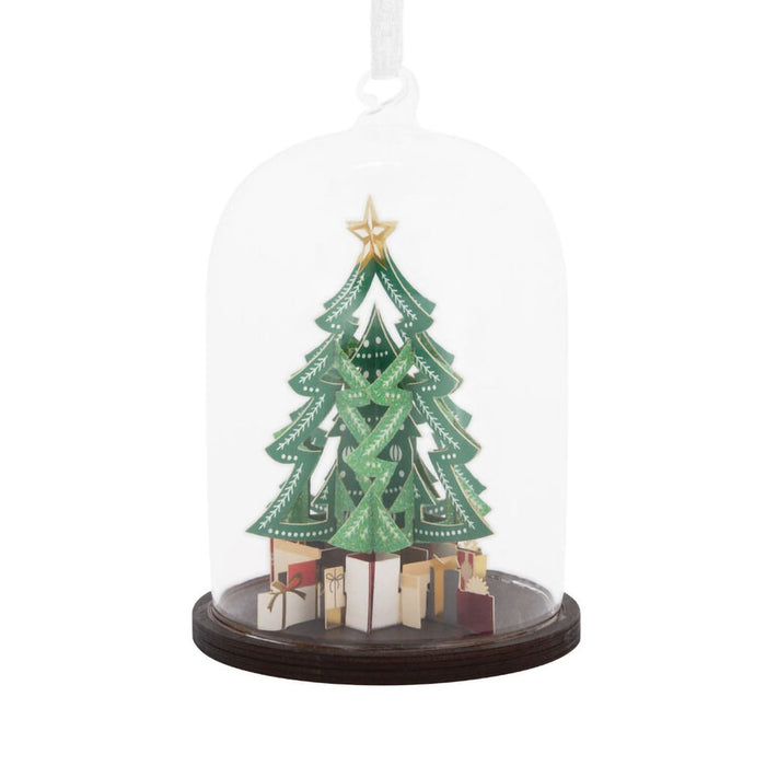 Hallmark : Signature Christmas Tree Cloche Glass and Paper Hallmark Ornament - Hallmark : Signature Christmas Tree Cloche Glass and Paper Hallmark Ornament