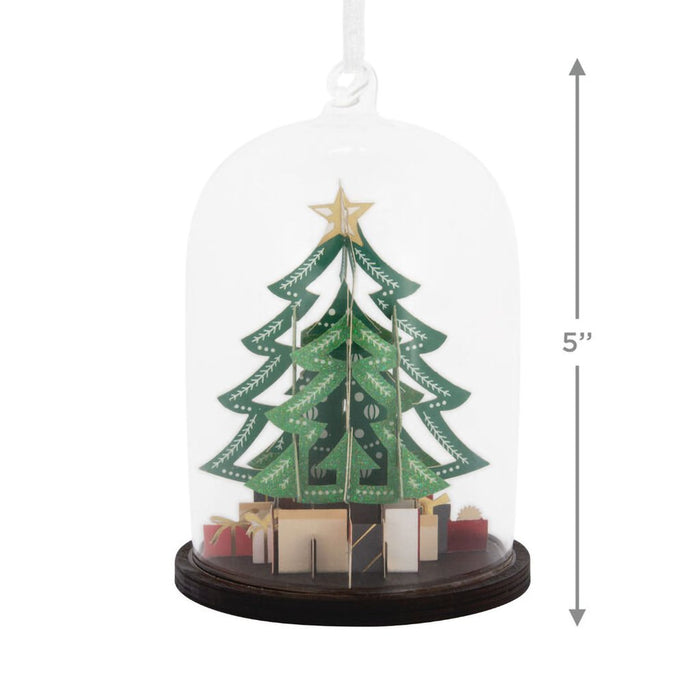 Hallmark : Signature Christmas Tree Cloche Glass and Paper Hallmark Ornament - Hallmark : Signature Christmas Tree Cloche Glass and Paper Hallmark Ornament