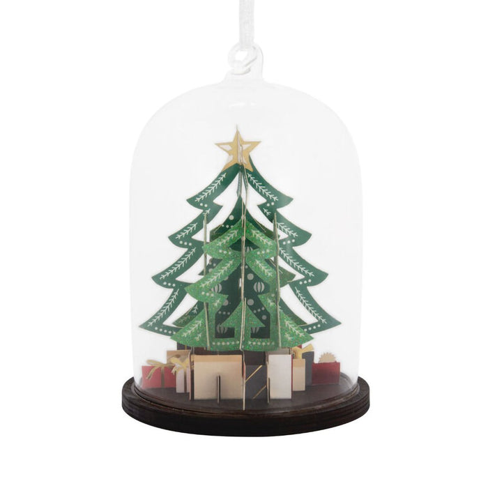 Hallmark : Signature Christmas Tree Cloche Glass and Paper Hallmark Ornament - Hallmark : Signature Christmas Tree Cloche Glass and Paper Hallmark Ornament