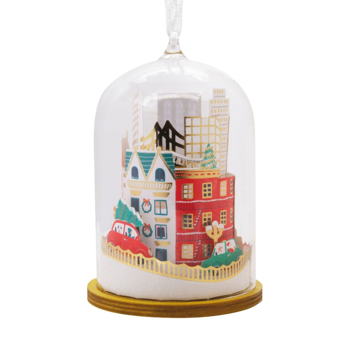 Hallmark : Signature City Scene Cloche Glass and Paper Hallmark Ornament - Hallmark : Signature City Scene Cloche Glass and Paper Hallmark Ornament