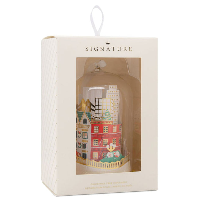 Hallmark : Signature City Scene Cloche Glass and Paper Hallmark Ornament - Hallmark : Signature City Scene Cloche Glass and Paper Hallmark Ornament