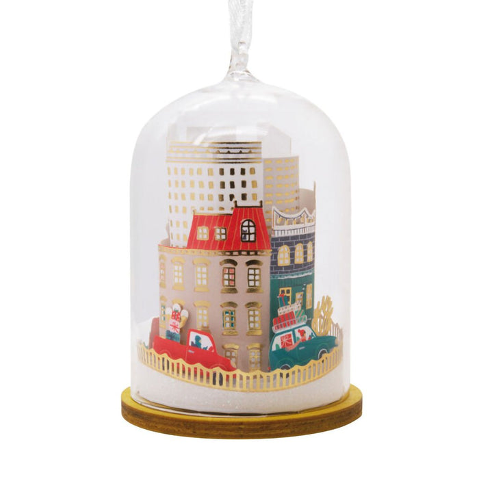 Hallmark : Signature City Scene Cloche Glass and Paper Hallmark Ornament - Hallmark : Signature City Scene Cloche Glass and Paper Hallmark Ornament