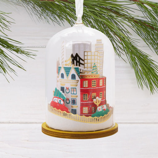 Hallmark : Signature City Scene Cloche Glass and Paper Hallmark Ornament - Hallmark : Signature City Scene Cloche Glass and Paper Hallmark Ornament