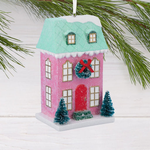 Hallmark : Signature Festive Row House Hallmark Ornament - Hallmark : Signature Festive Row House Hallmark Ornament