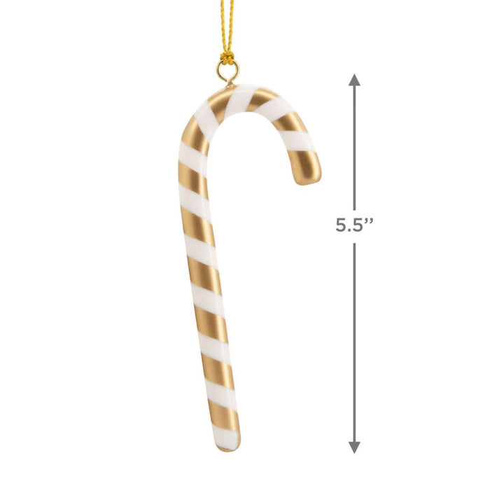 Hallmark : Signature Gold and White Candy Cane Hallmark Ornament - Hallmark : Signature Gold and White Candy Cane Hallmark Ornament