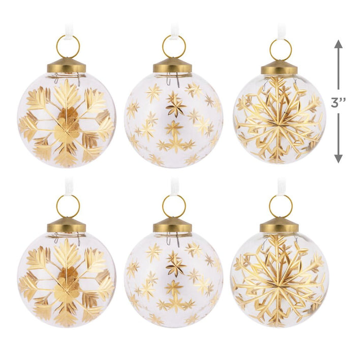 Hallmark : Signature Gold - Etched Glass Hallmark Ornaments - Set of 6 - Hallmark : Signature Gold - Etched Glass Hallmark Ornaments - Set of 6