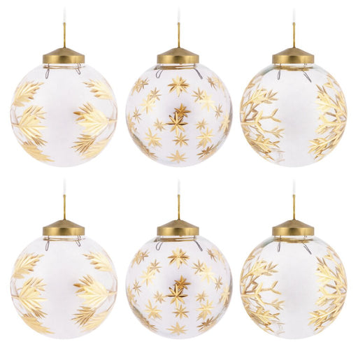 Hallmark : Signature Gold - Etched Glass Hallmark Ornaments - Set of 6 - Hallmark : Signature Gold - Etched Glass Hallmark Ornaments - Set of 6