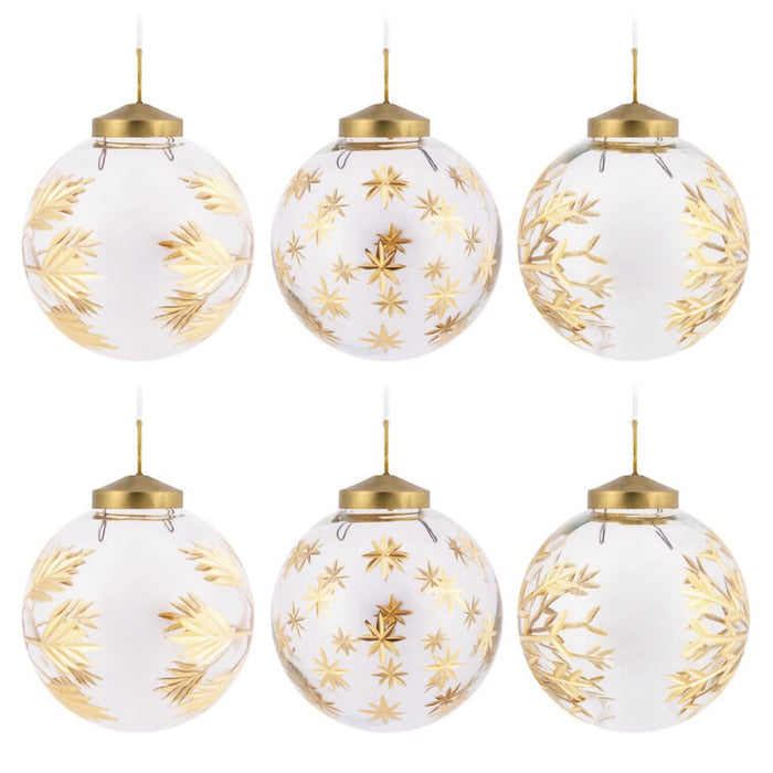 Hallmark : Signature Gold - Etched Glass Hallmark Ornaments - Set of 6 - Hallmark : Signature Gold - Etched Glass Hallmark Ornaments - Set of 6